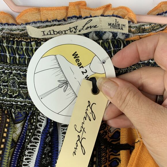 Liberty Love Orange Boho Tassel Trim Blouse Size L - Picture 7 of 8